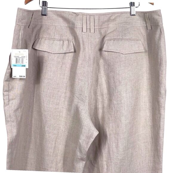 Michael Kors Plus Size 20W Wide Leg Linen Trousers Cuffed Beige NWT - Picture 10 of 16